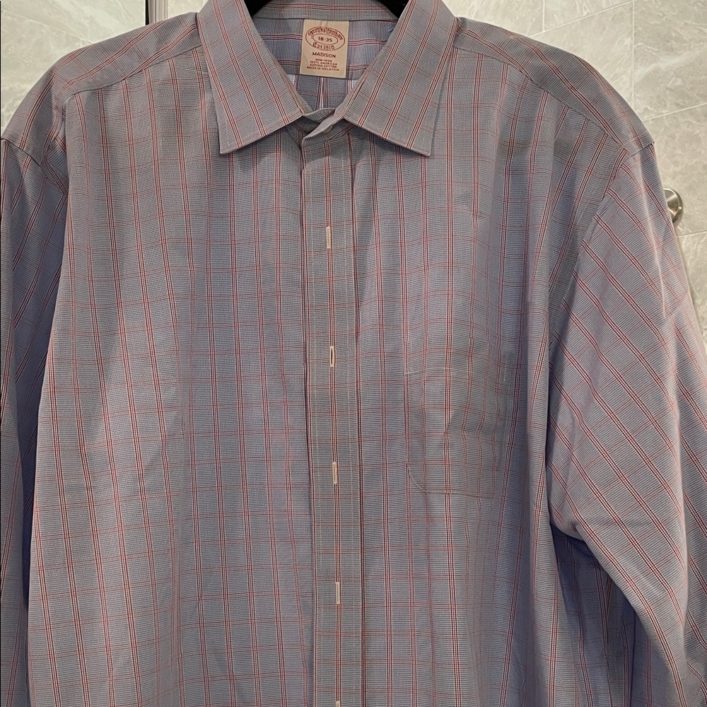 Men's Blue and Red Checkered Shirt Brooks Brothers